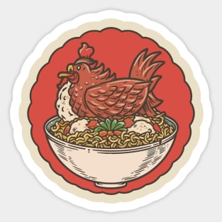 Funny chicken and rice design Sticker